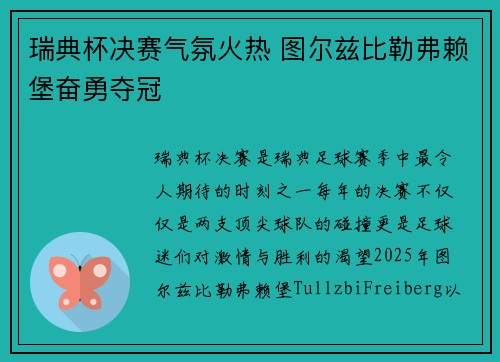 瑞典杯决赛气氛火热 图尔兹比勒弗赖堡奋勇夺冠